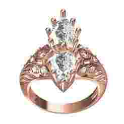 Pear Shape Twin Stone Art Deco Style Ring
