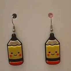 Pencil Earrings & Keychain | No AMS Needed | Back to School Teacher Gift 3D Print STL