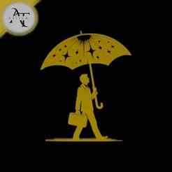 Person with umbrella - Silhouette - 2D Wall Art Decor