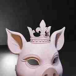 Pig Mask with Crown