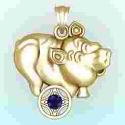 Pig pendant - Zodiac pendant - N309