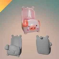 Pig Phone Holder 3D Model STL – Cute Animal Phone Stand for Desk Display and 3D Printing