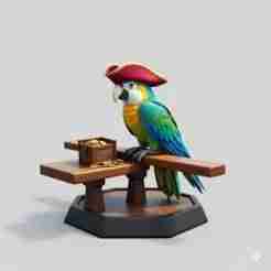 pirate parrot with pirate hat and treasure
