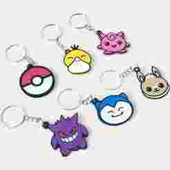 Pokemon Keychain Pack – Snorlax, Eevee, Psyduck, Pokeball, Gengar & Jigglypuff