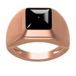 Polished Plain Black Onyx Signet Ring For Men