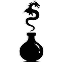 potion bottle releasing a smoke shaped like a dragon 10 - 2D/3D Wall Art STL+SVG For CNC Router, Plasma, Waterjet, Laser & 3D Printer