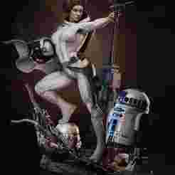 Princess Leia & R2-D2 - 3D digital STL file