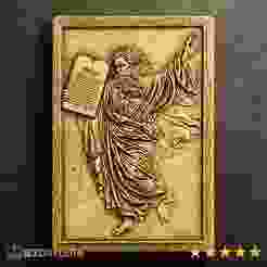 Prophet Moses and the 10 Commandments Relief High Detail 3D Model: CNC Laser & 3D Print STL File + 4K TIF Grayscale Image