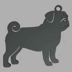 Pug Dog Key Ring // Pug // Design 01