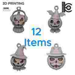 Pumpkin Characters Set - 12 Stylized Halloween Charms