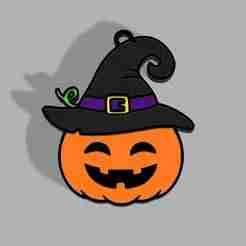 Pumpkin keychain with witch hat - Halloween