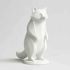 Raccoon sculpture minimalist and stylized