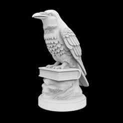 Raven Perched on Ancient Spellbook 3D Printable Model