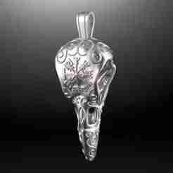 Raven Skull with Vegvisir - 3D Print Model