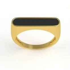 Rectangular Black Enamel Ring