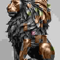Regal Bronze Lion Sculpture: Meticulous Craftsmanship Captures the Majestic Strength and Quiet Confidence of a Seated King