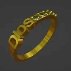 Religious Ring with the word GOD - 3D Model for Printing & Casting