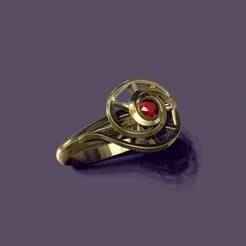 Ring in the shape of an architectural rose with a stone for casting.