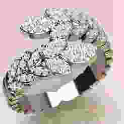 Ring leaves with diamonds