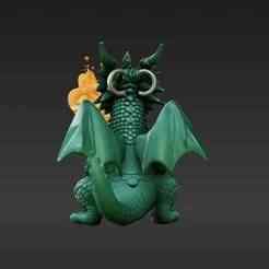 Roaring Dragon Flame Keychain - Mythical Wyrm Pendant for 3D Printing