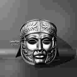 Roman Warrior Mask with Laurel Engravings