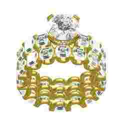 Round and Radiant Diamond Solitaire Ring with Eternity Band