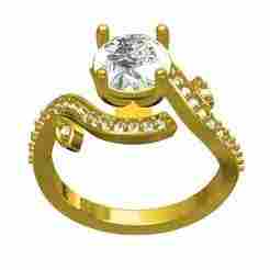 Round Cut Diamond Bypass Engagement Ring