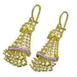 Round Diamond and Sapphire Stone Jhumka Earring