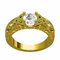 Round Diamond Art Deco Engagement Ring