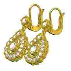 Round Diamond Bezel Set Pear Shaped Halo Earring