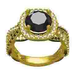 Round Diamond Cushion Halo Twisted Shank Ring