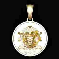 Round Faces Lion Pendant 3D Printable Model.