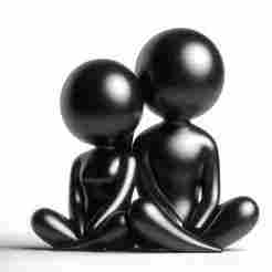 Rounded Shape Two Kids 3D Print – Decorative Figurine