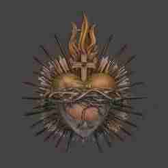 Sacred Heart pendant, Holy Spirit, Divine Love, Crown of Thorns, Crucifixion, Holy Blood, spiritual symbol wall art decoration, Christian ornament