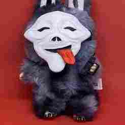 Scary Movie Ghostface Mask – Tongue-Out Stoned Version for Labubu Plush