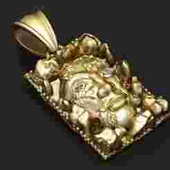sculpted gold pendant 3D printable model