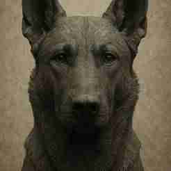 Sculpture of a Belgian Malinois (Charbon) – Realistic Stone Dog Bust