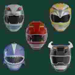 SET of 5 Power Rangers Wild Force – Gao Helmet Wearable model