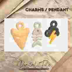 Shark tooth Charm / Cloud and lightning Charm / skeleton fish charm Bundle