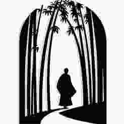silhouette of a monk walking under bamboo arches 1 - 2D/3D Wall Art STL+SVG For CNC Router, Plasma, Waterjet, Laser & 3D Printer