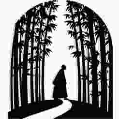 silhouette of a monk walking under bamboo arches 3 - 2D/3D Wall Art STL+SVG For CNC Router, Plasma, Waterjet, Laser & 3D Printer