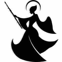 silhouette of a sorceress with a crescent halo and raised wand 2 - 2D/3D Wall Art STL+SVG For CNC Router, Plasma, Waterjet, Laser & 3D Printer