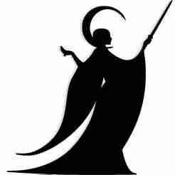 silhouette of a sorceress with a crescent halo and raised wand 5 - 2D/3D Wall Art STL+SVG For CNC Router, Plasma, Waterjet, Laser & 3D Printer