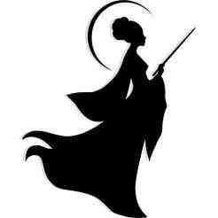 silhouette of a sorceress with a crescent halo and raised wand 9 - 2D/3D Wall Art STL+SVG For CNC Router, Plasma, Waterjet, Laser & 3D Printer