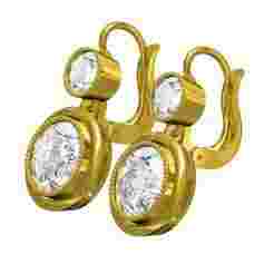 Simple Round Diamond Bezel Set Earring
