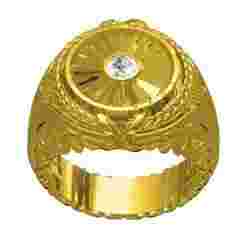 Single Round Diamond Engraving Ring for Men