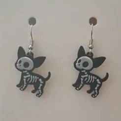 Skeleton Chihuahua Earrings & Keychain | No AMS Needed | Halloween Cute Creepy 3D Print STL