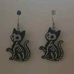 Skeleton Sphynx Earrings & Keychain | No AMS Needed | Halloween Cute Creepy 3D Print STL