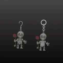 Skull Earing and keychain set