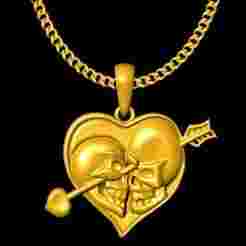 Skulls Heart Pendant charm